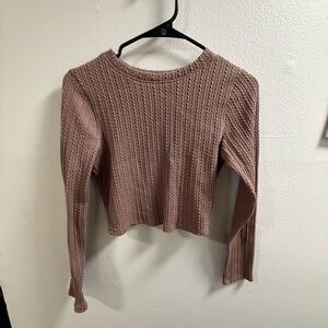 Bozzolo Mauve Textured Knit Cropped Sweater